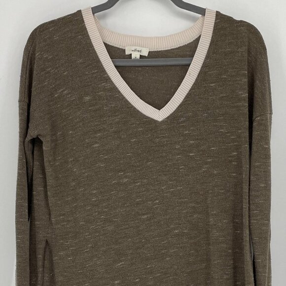 Wilfred heathered brown white vneck Sherbrooke top - Picture 5 of 16